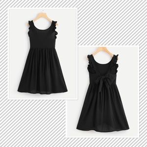 Dresses - Light weight A Line Sleeveless Ruffle Trim Dress Dresses - Light weight A Line Sleeveless Ruffle Trim Dress